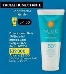 Nova Venta Nude - protector solar spf50 x 60ml código: 30667 oferta