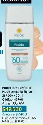Nova Venta Nude - protector solar facial con color fluido spf60+ x 50ml código: 45960 oferta