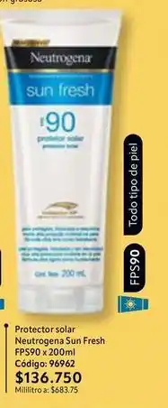 Nova Venta Neutrogena - protector solar sun fresh fps90 oferta