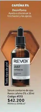 Nova Venta Piel - sérum contorno de ojos revox cafeina 5% x 30ml código: 47213 oferta