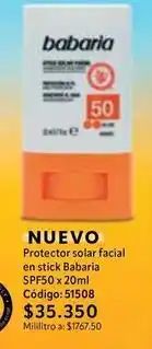 Nova Venta Babaria - protector solar facial en stick spf50 x 20ml código: 51508 oferta