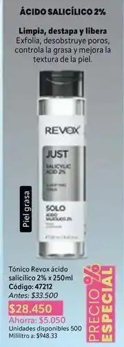 Nova Venta Piel - tónico revox ácido salicílico 2% x 250ml oferta
