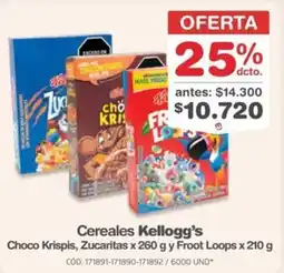 Makro Cereales Kellogg's Choco Krispis, Zucaritas y Froot Loops oferta