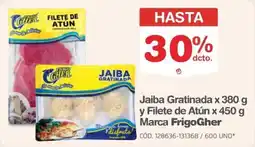 Makro FrigoGher jaiba gratinada y filete de atún oferta