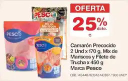 Makro PESCO Camarón Precocido Mix de Mariscos y Filete de Trucha oferta
