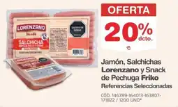 Makro Lorenzano jamón salchichas y snack de pechuga friko oferta