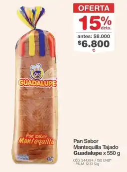 Makro Pan Sabor Mantequilla Tajado Guadalupe oferta
