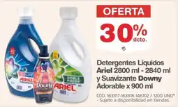Makro Ariel detergentes líquidos y Downy suavizante oferta