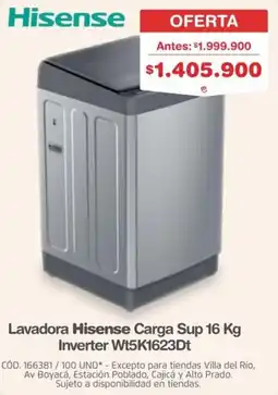 Makro Hisense Lavadora Carga Sup 16 Kg Inverter oferta