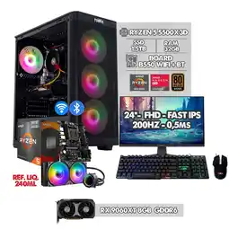 Falabella PC GAMER RYZEN 5 5500X3D + RX 9060XT 8GB - B550 WIFI - RAM 32GB SSD 1.5TB + MONITOR 24 FHD 200HZ oferta