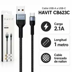 Falabella Cable de Datos y Carga De USB A - TIPO C / 2.1 Para Smartphone, 1 Metro, Negro - Azul oferta