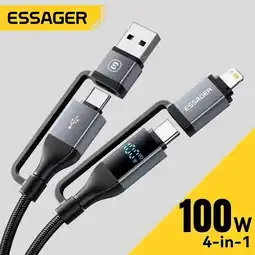 Falabella Cable Essager 4 en 1 USB-A/USB-C a USB-C/Lightning 2m oferta