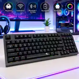 Falabella Teclado Gamer Mecánico Inalámbrico RGB Bluetooth 2.4 GHz K500 oferta
