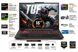 Falabella Portátil Gamer TUF Gaming A16 FA607NUQ AMD Ryzen 7 170 RAM 48GB SSD 4 TB RTX 4050 6 GB 144Hz oferta