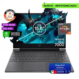 Falabella Portátil Gamer Victus AMD Ryzen 7 RAM 48GB SSD 4TB RTX 3050 6GB 144Hz oferta