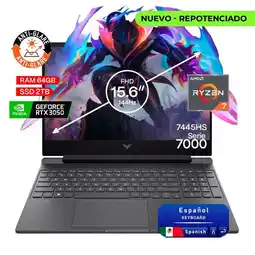 Falabella Portátil Gamer Victus AMD Ryzen 7 RAM 64GB SSD 2TB RTX 3050 6GB 144Hz oferta
