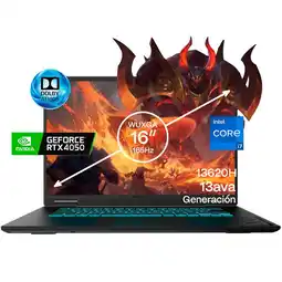 Falabella Portátil Gamer A16 Intel Core i7 13620H RAM 8GB SSD 1TB RTX 4050 6GB 165Hz oferta