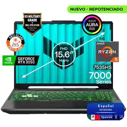 Falabella Portátil Gamer TUF AMD Ryzen 5 RAM 16GB SSD 4TB RTX 3050 4GB 144Hz ESPAÑOL oferta