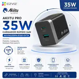 Falabella Cargador Rápido Akiitu by Pro 35W GaN Doble Puerto USB-C y USB-A para Móviles oferta