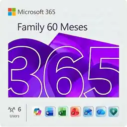 Falabella Office 365 Familia 60 Meses - 6 Usuarios 6TB OneDrive 30 Dispositivos PIN Original oferta