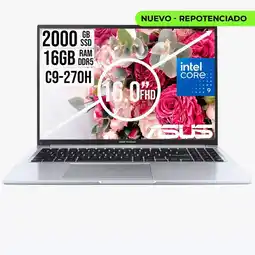 Falabella Portátil Vivobook 16 Intel Core 9 270H 16GB RAM DDR5 SSD 2TB Pantalla WUXGA 16 oferta