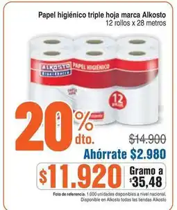 Alkosto Alkosto - papel higi uevoacutenico triple hoja oferta