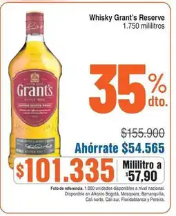 Alkosto Grant's - whisky reserve oferta