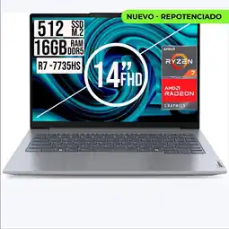 Falabella Portatil ThinkBook 14 Amd Ryzen 7 7735HS SSD 512GB RAM 16GB 14 Fhd oferta