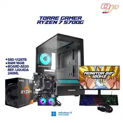 Falabella PC GAMER RYZEN 7 5700G- REF LIQUIDA 240MM- MONITOR 22 FHD 120HZ- RAM 16GB SSD 1.128TB + PERIFERICOS oferta