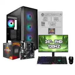 Falabella PC GAMER RYZEN 5 5600GT + MONITOR 24 FHD - RAM 16GB SSD 1.5TB - BOARD A520 - CHASIS 4 FANS + COMBO oferta
