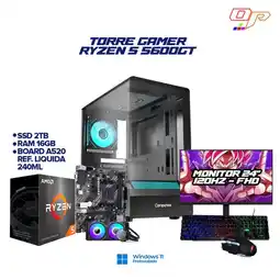 Falabella PC GAMER RYZEN 5 5600GT REF LIQUIDA 240MM- MONITOR 24 FHD 120HZ- RAM 16GB SSD 2TB + PERIFERICOS oferta