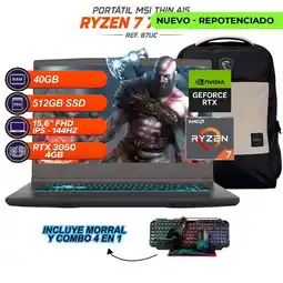 Falabella PORTATIL GAMER Thin A15 - RYZEN 7 7735HS - RTX 3050 4GB - 40GB RAM - SSD 512GB - 15.6” FHD 144Hz oferta