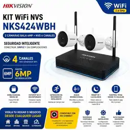 Falabella Kit WiFi NKS424WBH con NVS 4 Canales y 2 Cámaras Bala 4MP H.265 Hasta 6MP oferta