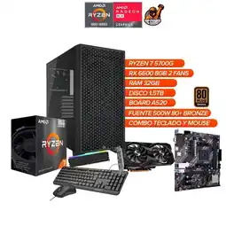 Falabella Torre Gamer Ryzen 7 5700G Corsair 3000D RX 6600 32GB RAM 1.5TB SSD / 500W oferta