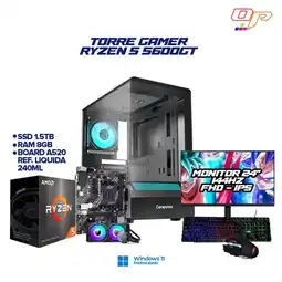 Falabella PC GAMER RYZEN 5 5600GT REF LIQUIDA 240MM- MONITOR 24 FHD 144HZ- RAM 8GB SSD 1.5TB + PERIFERICOS oferta
