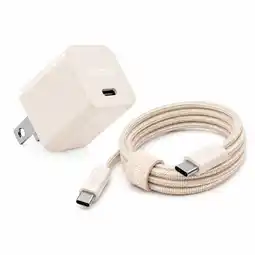 Falabella Combo Cargador P1 25W + Cable USB C trenzado 1.8m CREMA oferta