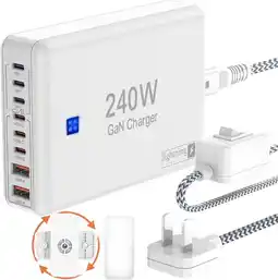 Falabella Bloque de cargador USB C de 240 W, estación de carga de 8 puertos, cargador PD GaN oferta