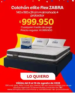 Olímpica Zabra - colchón elite flex oferta