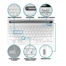 Falabella Teclado Bluetooth Portatil con Soporte para Tablet Distribucion en Español y Diseño Delgado oferta