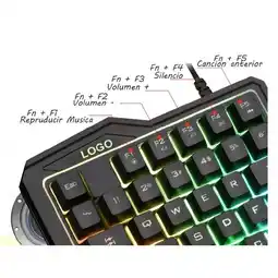 Falabella Teclado para Una Mano Gamer con Reposamuñecas Luz Rgb y Conexion Usb oferta