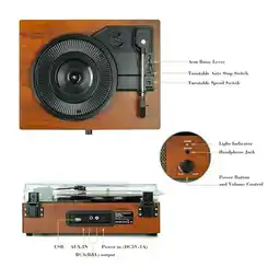 Falabella Reproductor de Vinilo Retro 3 Velocidades con Bluetooth oferta