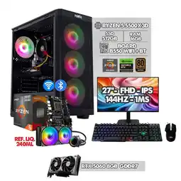 Falabella PC GAMER RYZEN 5 5500X3D - RTX 5060 - MONITOR 27 144HZ FHD - RAM 16GB SSD 512GB IDEAL PARA GAMING oferta