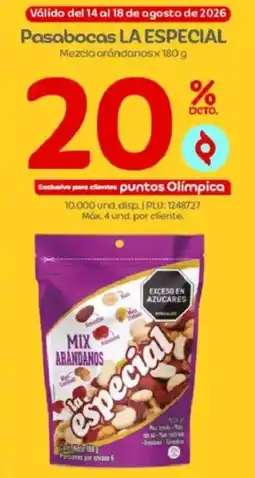 Olímpica Pasabocas la especial mezcla arándanos oferta