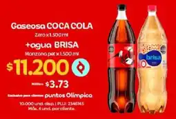 Olímpica Gaseosa Coca Cola Zero + agua Brisa Manzana oferta