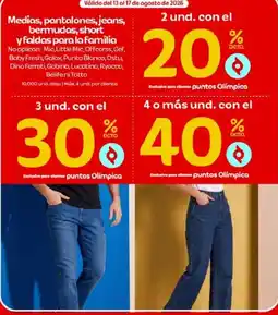 Olímpica Medias, pantalones, jeans, bermudas, short y faldas para la familia oferta