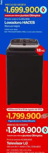 Olímpica Lavadora HACEB oferta