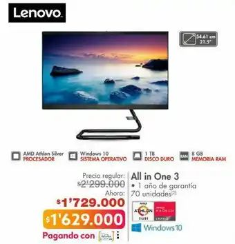 Metro Computador portátil lenovo all in one 3 oferta