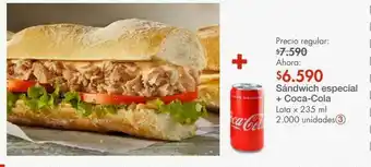 Metro Sándwich especial + coca-cola lata x 235 mi oferta