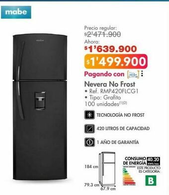 Metro Nevera no frost mabe oferta