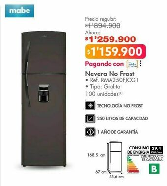 Metro Nevera no frost mabe oferta